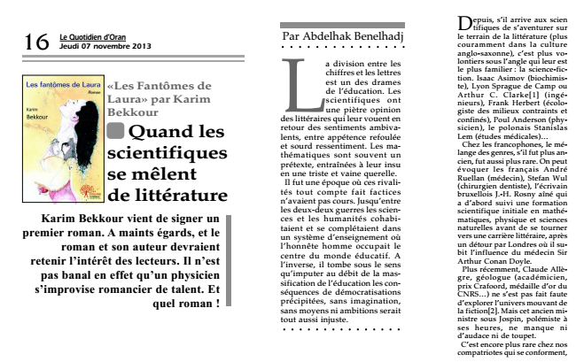 article_le_quotidien_d_Oran_edilivre