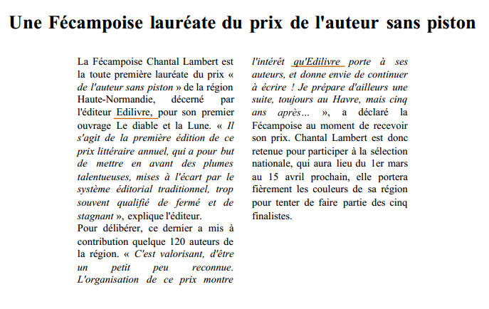 Article_Le-Courrier-Cauchois_Chantal-Lambert_Edilivre