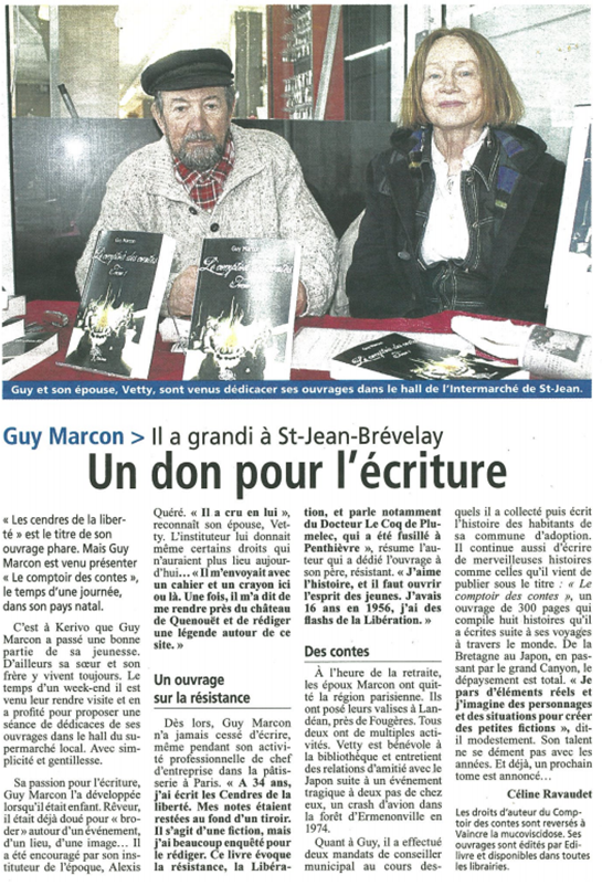 article_Guy Marcon_La Gazette du Centre Morbihan_Edilivre
