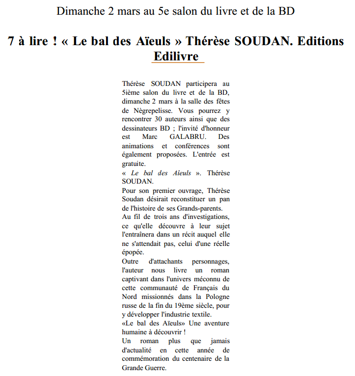 article_Le Petit Journal_Thérèse Soudan_Edilivre
