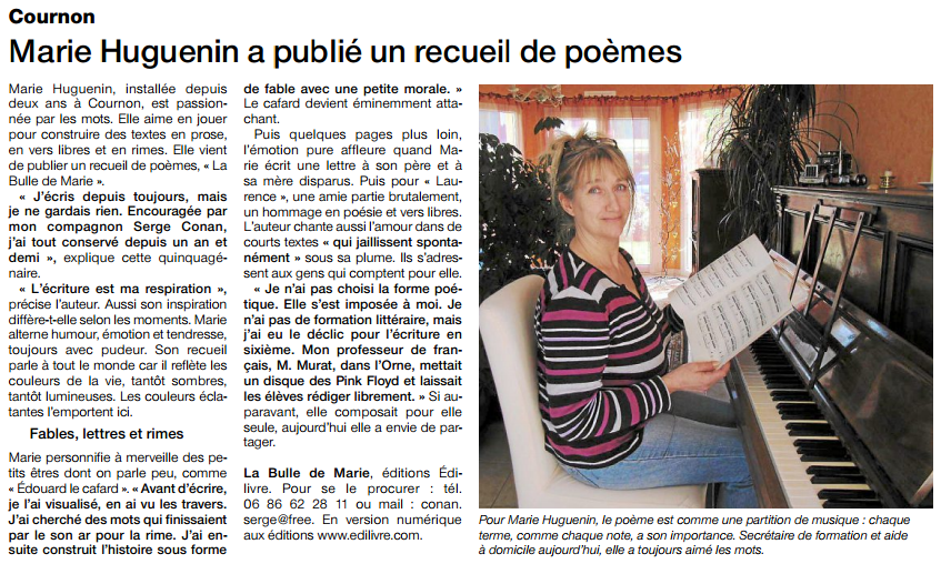 article_Marie Huguenin_Ouest France_Edilivre