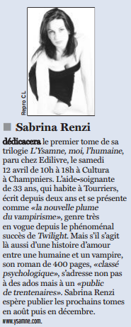 article_Charente Libre_Sabrina Renzi_Edilivre