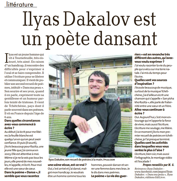 article_Ilyas Dakalov_La Dépêche_Edilivre