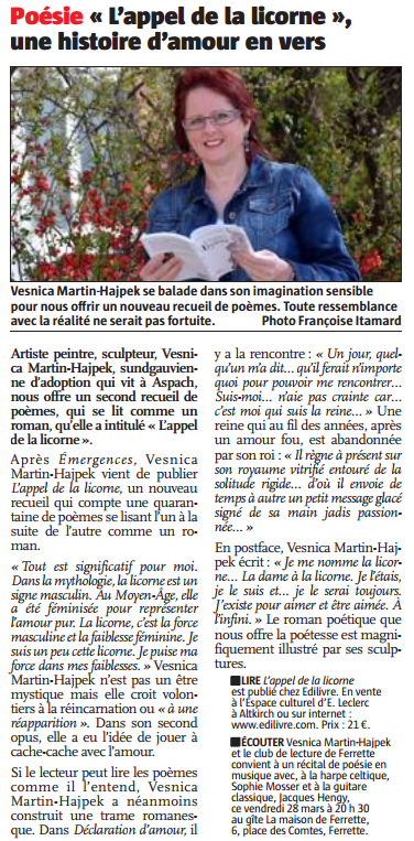 article_L'Alsace_Vesnica Martin-Hajpek_Edilivre