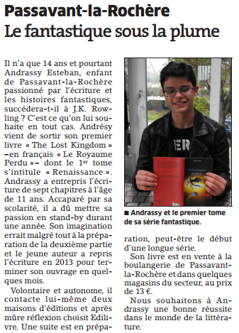 article_L'Est Républicain_Andrassy Esteban_Edilivre