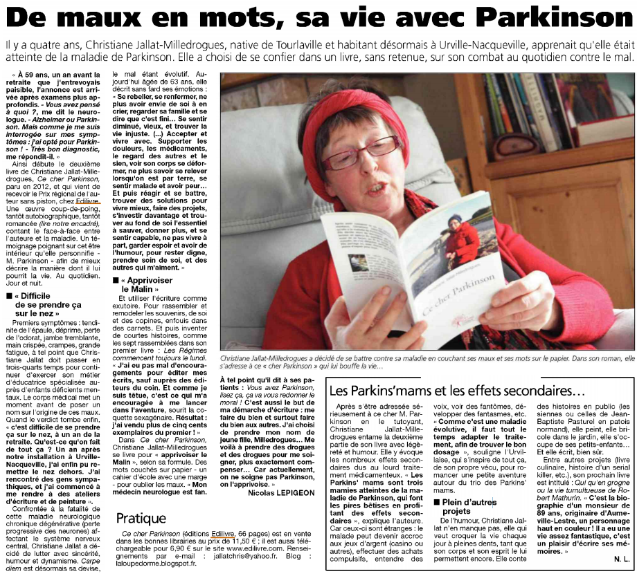 article_La Presse de la Manche_Christiane Jallat-Milledrogues_Edilivre