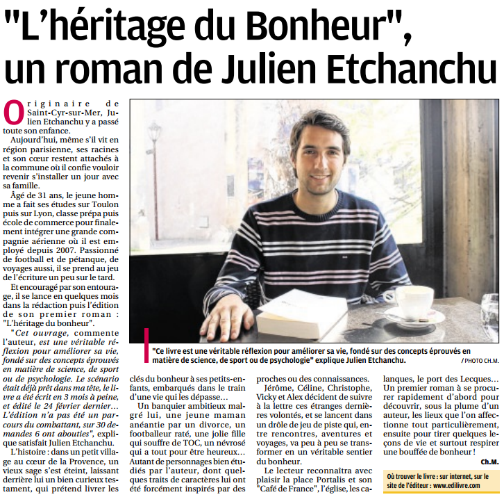 article_La Provence_Julien Etchanchu_Edilivre
