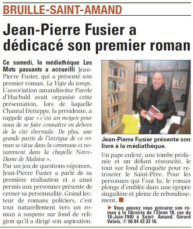 article_La Voix du Nord_Jean-Pierre Fusier_Edilivre
