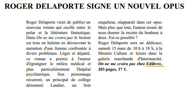 article_Le Démocrate Vernonnais_Roger Delaporte_Edilivre 