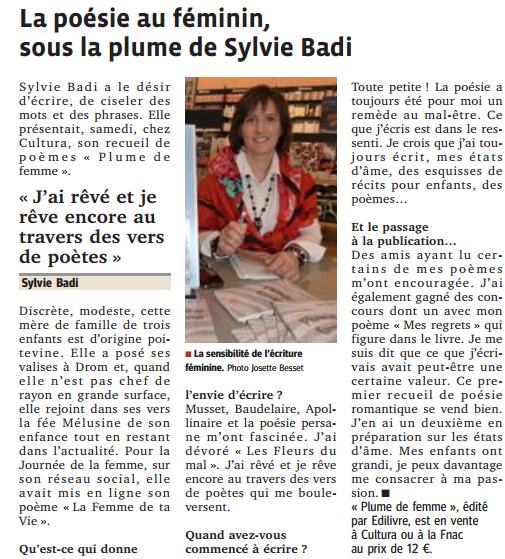 article_Le Progrès_Sylvie Badi_Edilivre