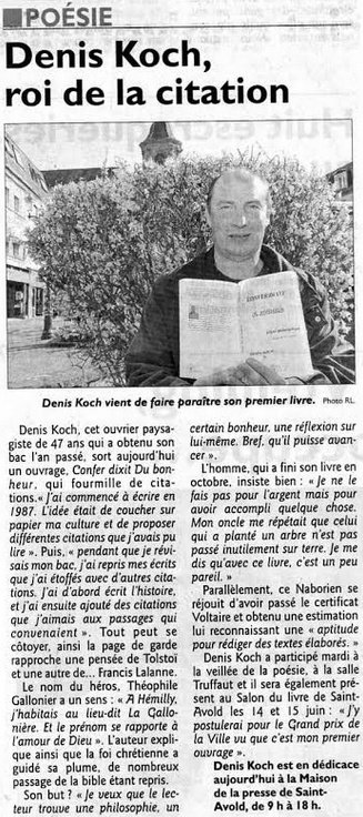 article_Le Républicain Lorrain_Denis Koch_Edilivre