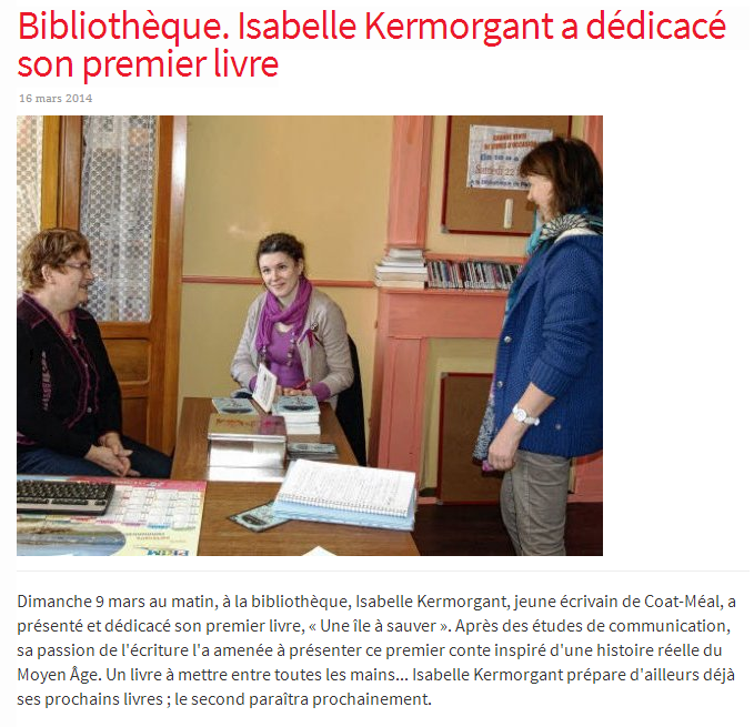 article_Le Télégramme_Isabelle Kermorgant_Edilivre
