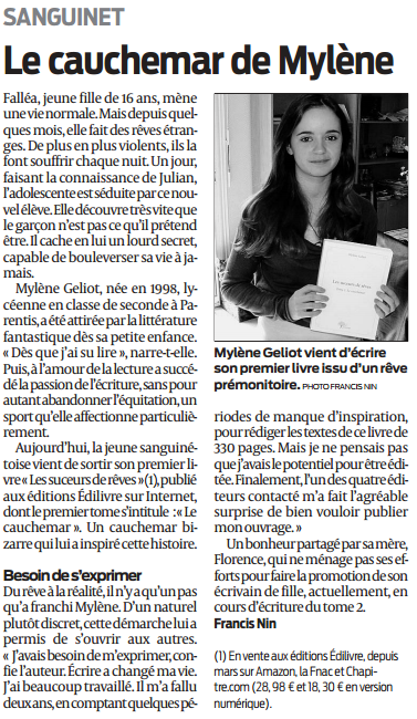 article_Sud Ouest_Mylène Geliot_Edilivre