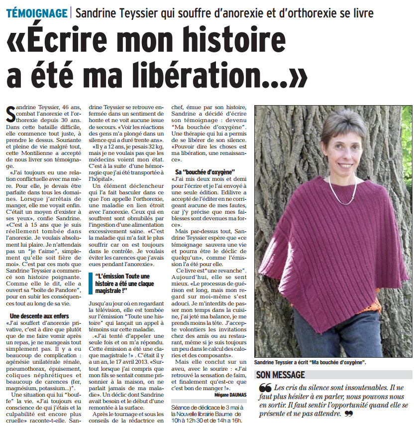Article_Le Dauphiné Libéré_Sandrine Teyssier_Edilivre
