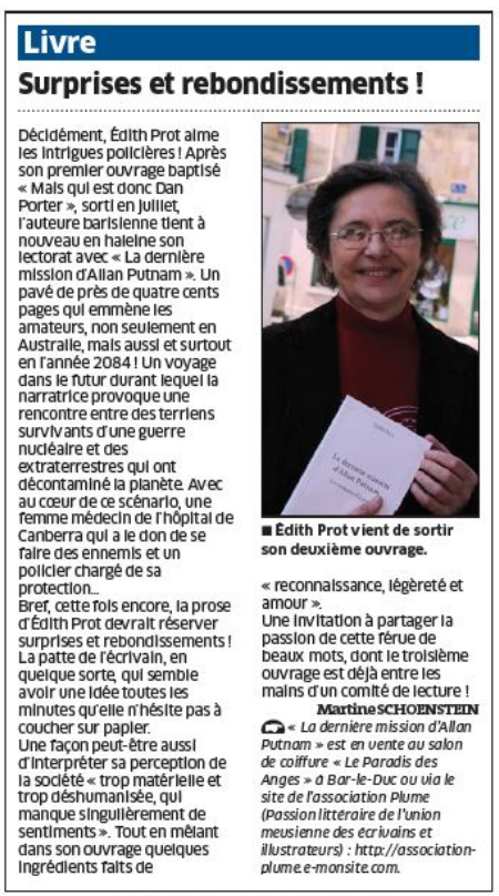 article_L'Est Républicain_Edith Prot_Edilivre