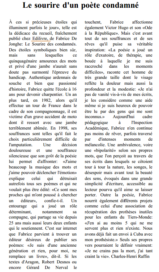article_L'Union_Fabrice de Jonghe_Edilivre