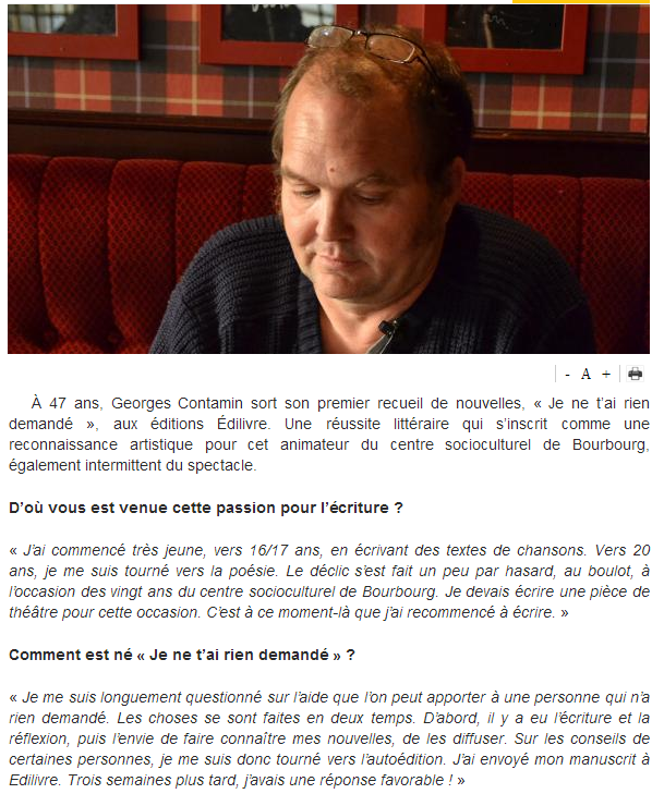 article_La Voix du Nord_Georges Contamin_Edilivre