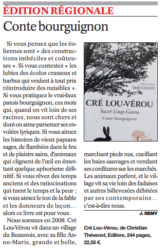 article_Le journal de Saône et Loire_Christian Thevenot_Edilivre