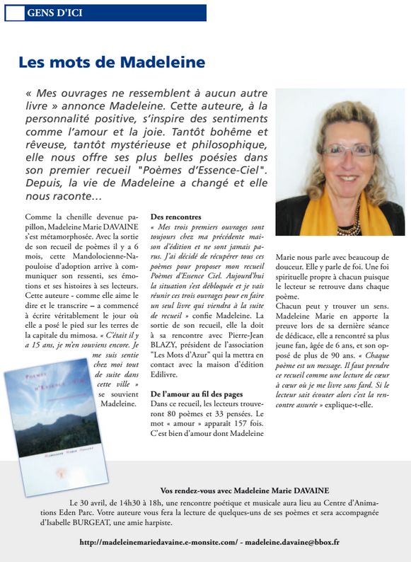 article_MLN Magazine_Madeleine Marie Davaine_Edilivre