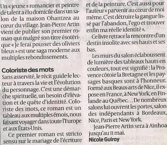 article_Sud Ouest_Jean-Pierre Artin_Edilivre