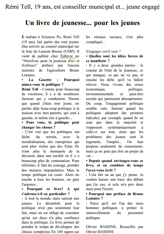 Article_La Gazette du Val d'Oise_Rémi Tell_ Edilivre