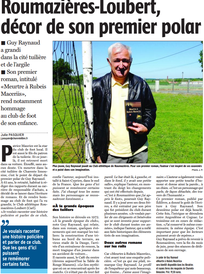 Article_Charente Libre_Guy Raynaud_Edilivre