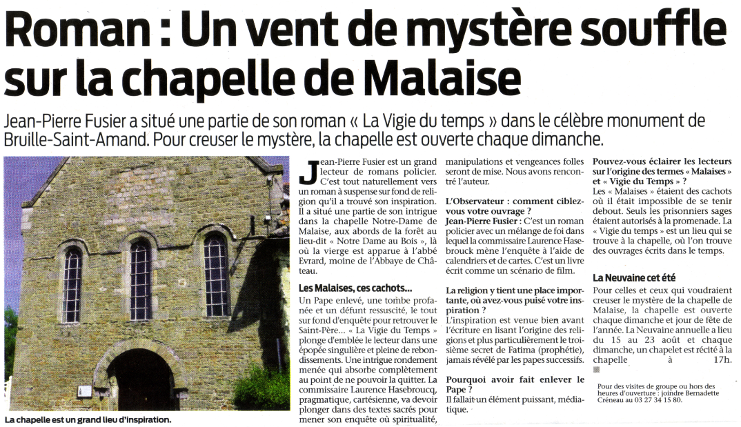 Article_L'Observateur du Valencionnois_Jean-Pierre Fusier_Edilivre