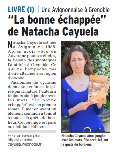 Article_Le Dauphiné Libéré_Natacha Cayuela_Edilivre