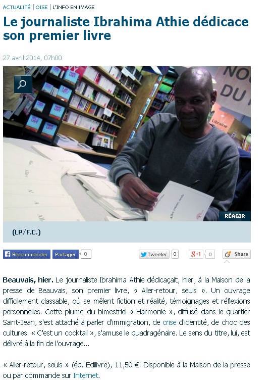 Article_Le Parisien_Ibrahima Athie_Edilivre