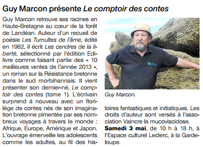 Article_Ouest France_Guy Marcon_Edilivre