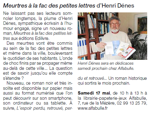 Article_Ouest France_Henri Dénes_Edilivre