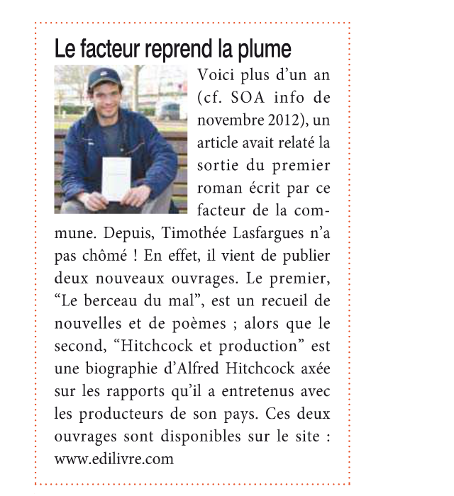 Article_SOA Infos_Timothée Lasfargues_Edilivre