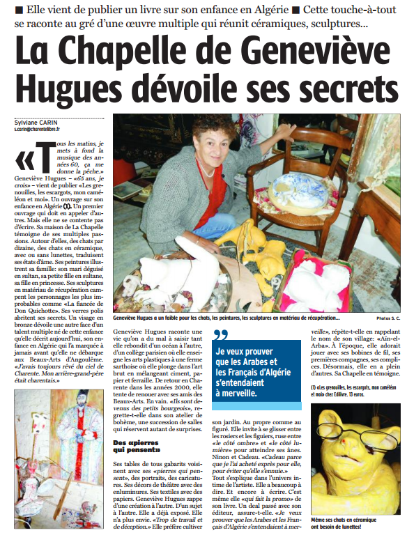 Article_Charente Libre_Geneviève Hugues_Edilivre