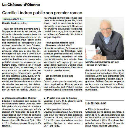 Article_Ouest France_ Camille Lindrec_Edilivre