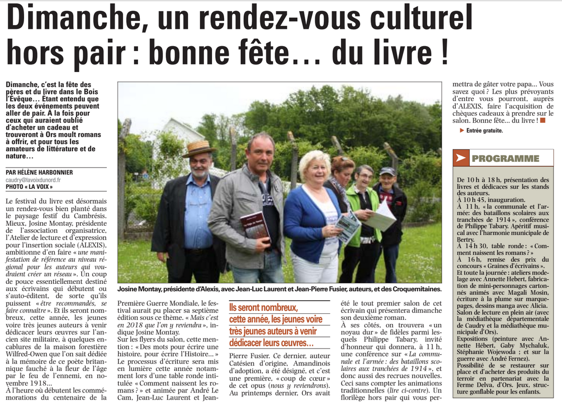 Article_La Voix du Nord_Jean-Pierre Fusier_Edilivre