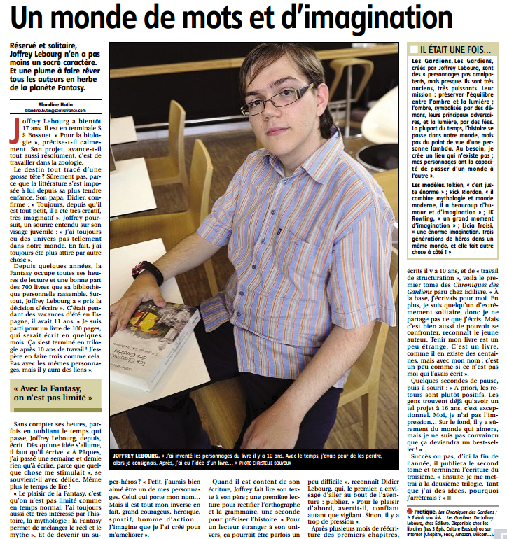 Article_La Montagne_Joffrey Lebourg_Edilivre
