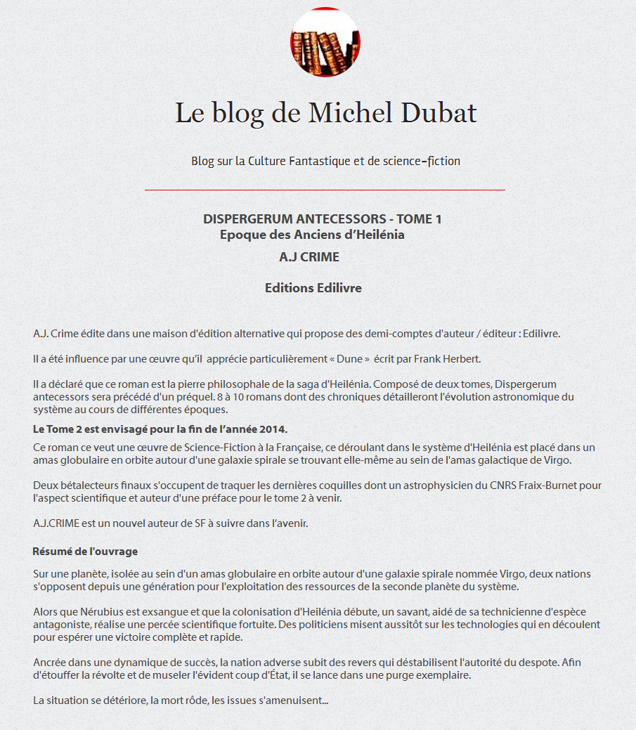 Article_Le Blog de Michel Dubat _ A.J.CRIME_Edilivre