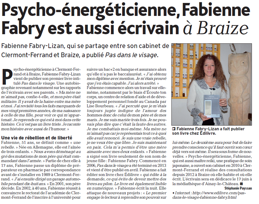 Article_L'Echo du Berry_Fabienne Fabry_Edilivre