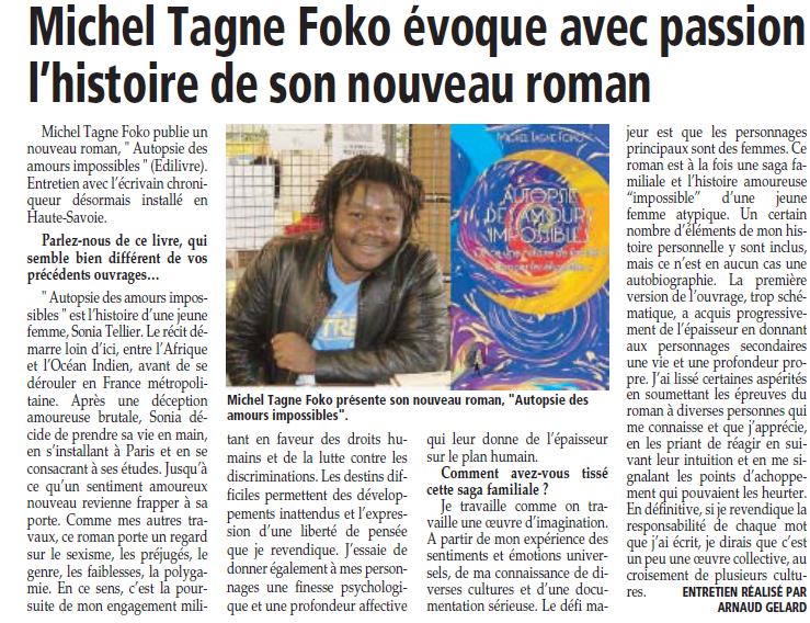 Article_Le messager genevois_Michel Tagne Foko_Edilivre
