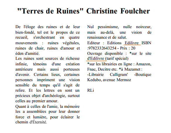 Article_Le Petit Journal_Christine Foulcher_Edilivre