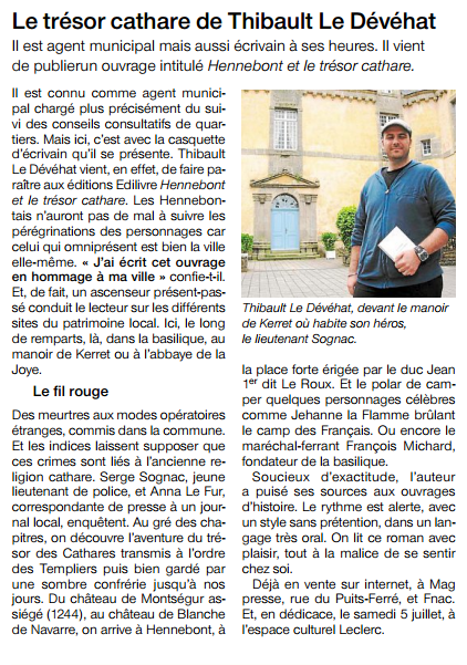 Article_Ouest France_Thilbault Le Dévéhat_Edilivre