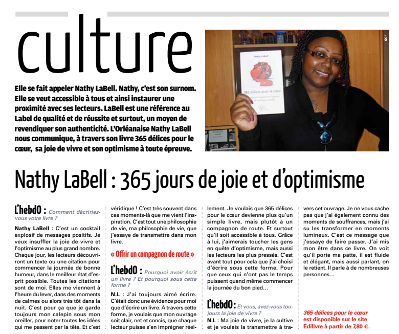 Article_Hebdo_Nathalie LaBell_Edilivre