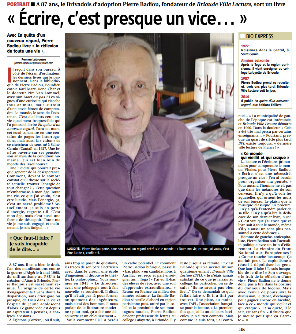 Article_La Montagne_Pierre Badiou_Edilivre