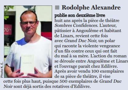Article_Charente_Libre_Rodolphe_Alexandre_Edilivre
