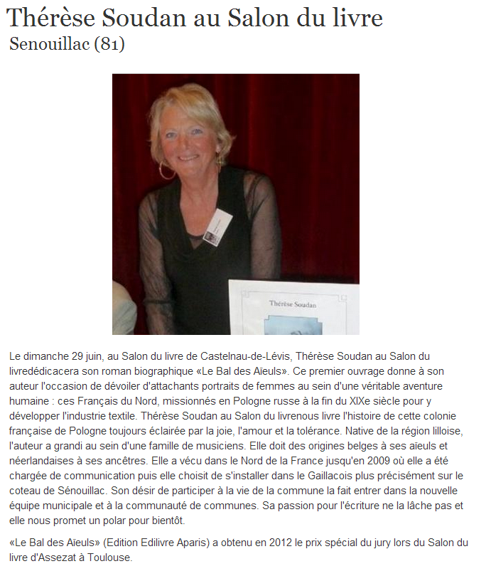 Article_La Dépêche.fr_Thérèse Soudan_Edilivre