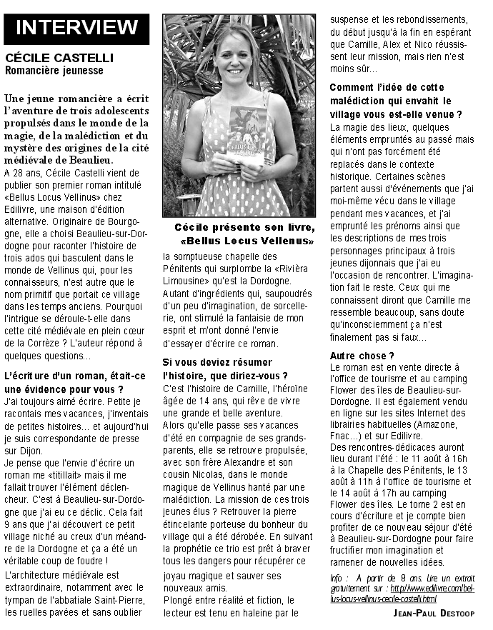 Article_L_Echo_de_la_Corrèze_Cécile_Castelli_Edilivre