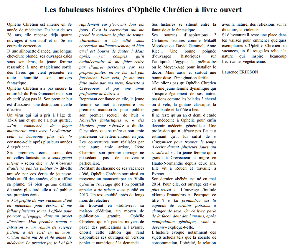 Article_Oise_Hebdo_Ophélie_Chrétien_Edilivre