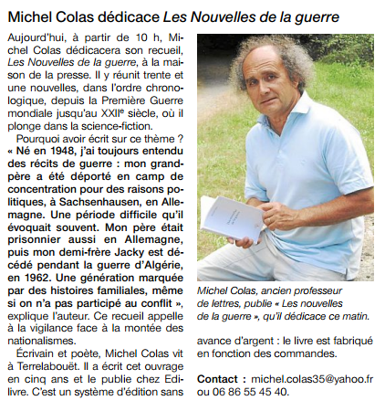 Article_Ouest_France_Michel_Colas_Edilivre