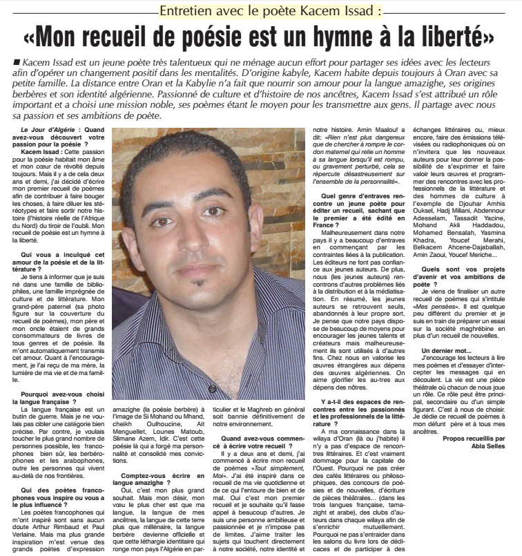 Article_Le_Jour_d_Algérie_Kacem_Issad_Edilivre