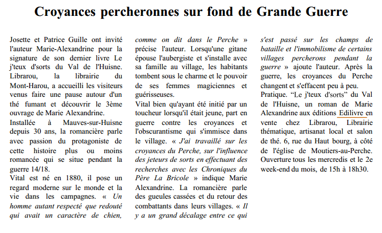 Article_Le_Perche_Marie_Alexandrine_Edilivre